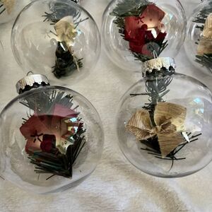 Set of 12 Taotenish Clear Christmas Baubles with Holiday Decor Inside